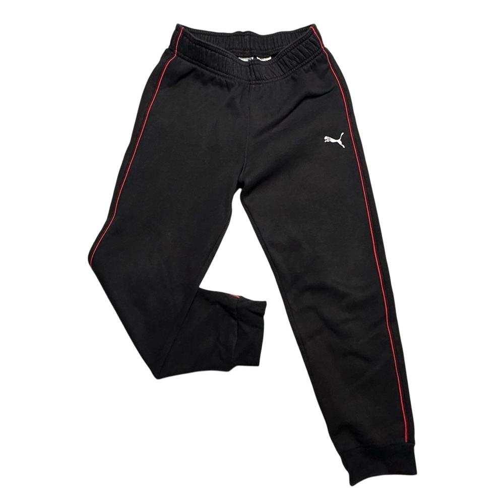 Puma Kids Black Sweatpants with Red Accents Size M (10/12)